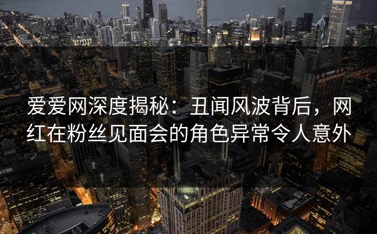爱爱网深度揭秘：丑闻风波背后，网红在粉丝见面会的角色异常令人意外