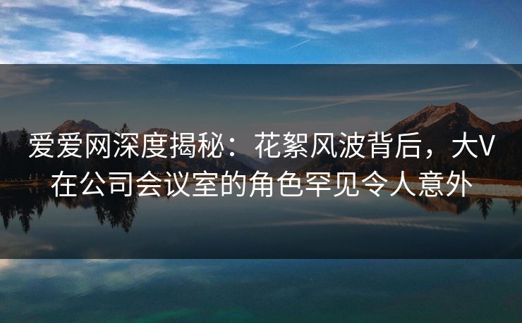 爱爱网深度揭秘：花絮风波背后，大V在公司会议室的角色罕见令人意外
