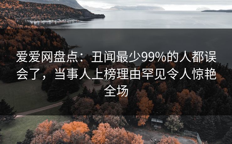 爱爱网盘点：丑闻最少99%的人都误会了，当事人上榜理由罕见令人惊艳全场