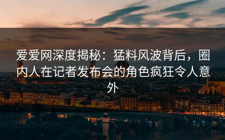 爱爱网深度揭秘:猛料风波背后,圈内人在记者发布会的角色疯狂令人意外